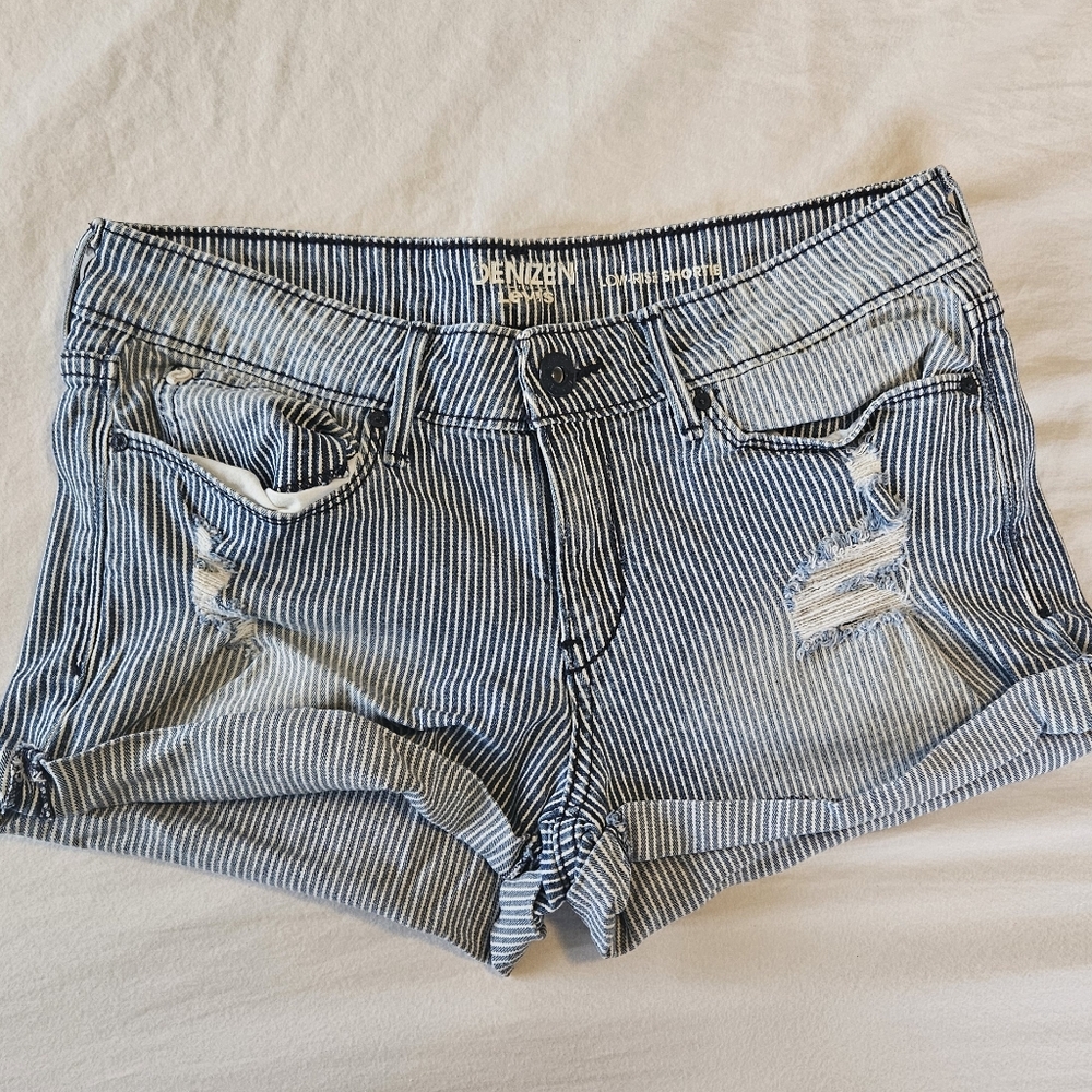 Denizen from Levi's Navy & White Pinstripe Denim Shorts